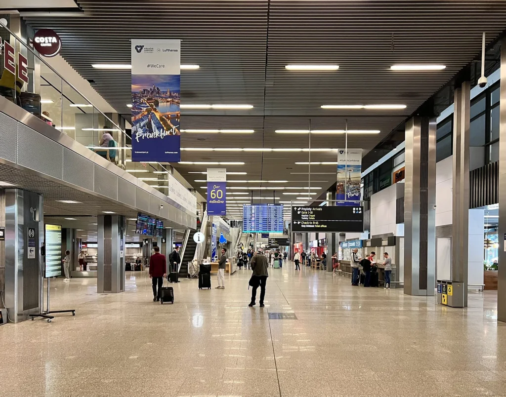 The interior passenger hall at Krakow Airport