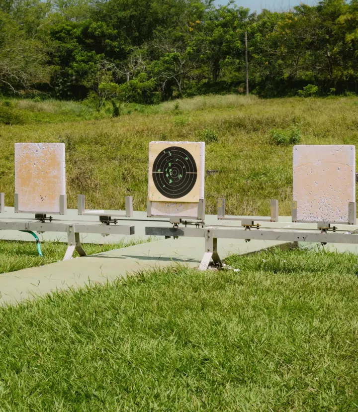 Paper targets on an outdoor shooting range