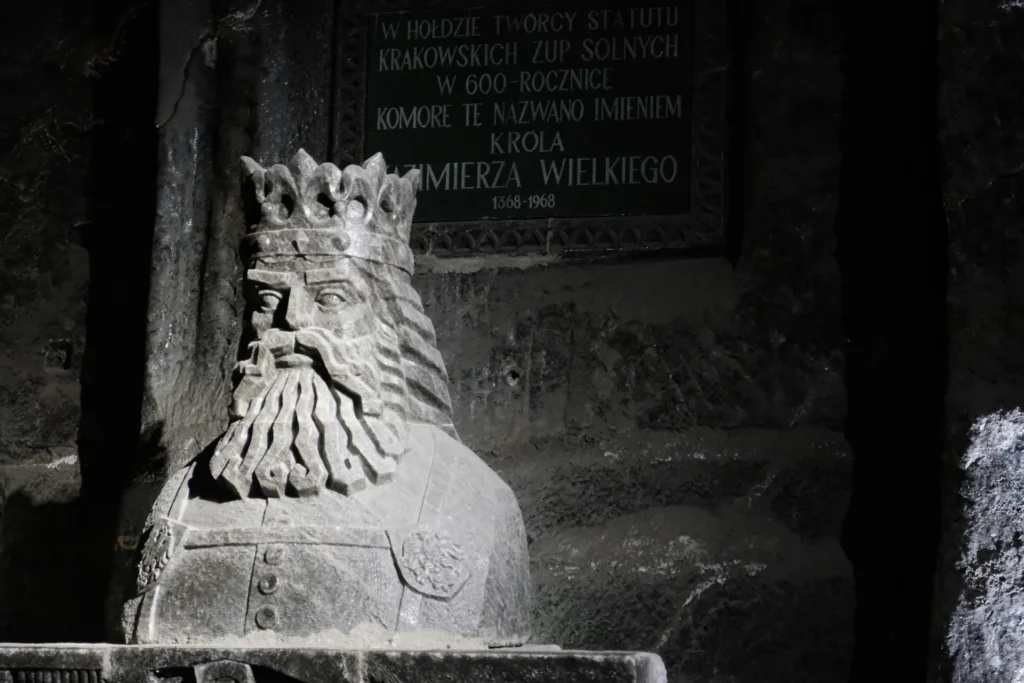 A detailed salt sculpture inside Wieliczka Salt Mine