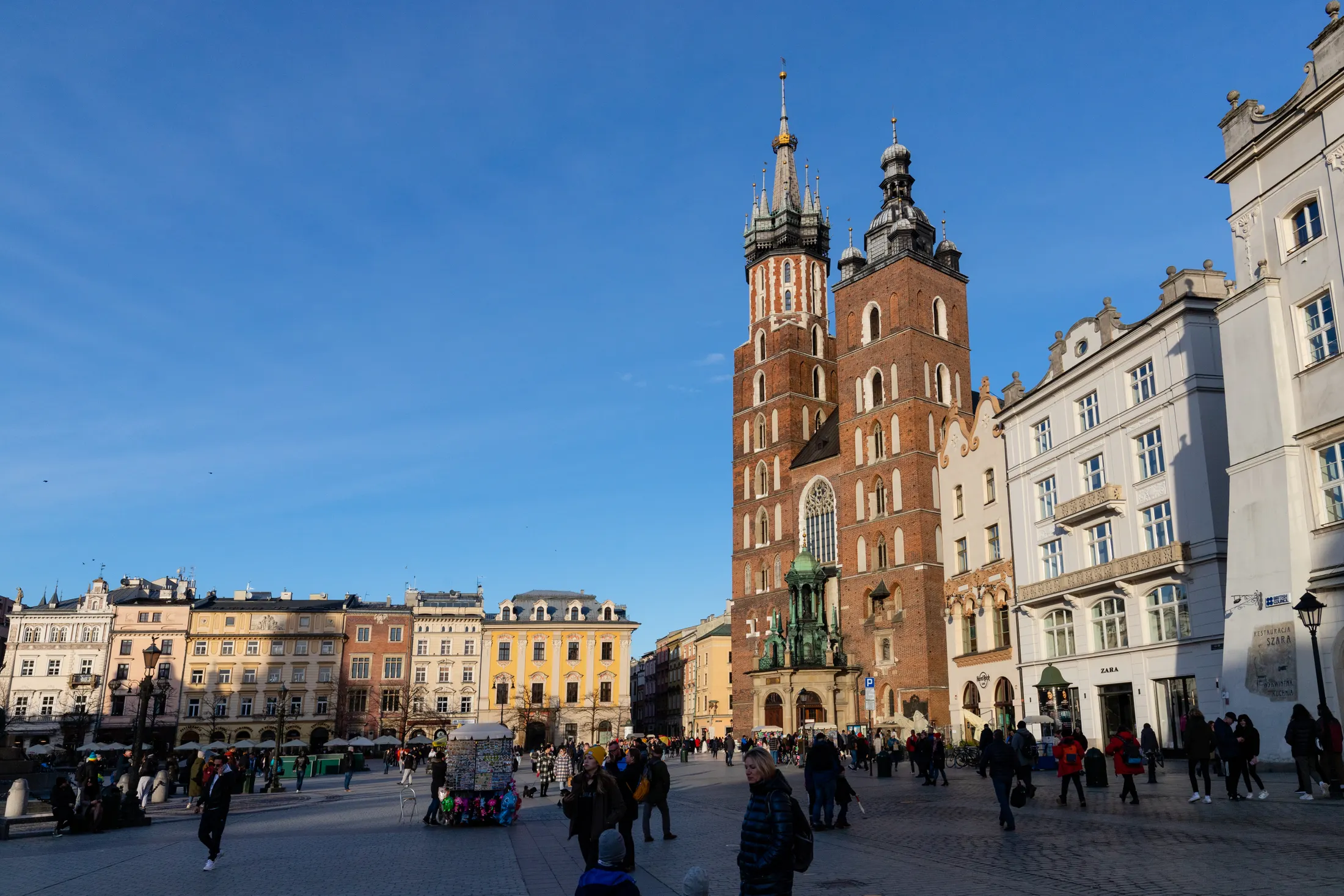 St. Mary's Basilica and the historic buildings around Krakow's Main Market Square